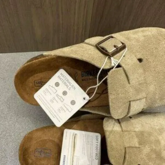 Birkenstock Boston Soft Footbed Suede Taupe Shoes