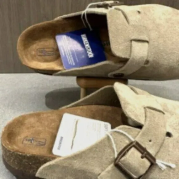 Birkenstock Boston Soft Footbed Suede Taupe Shoes