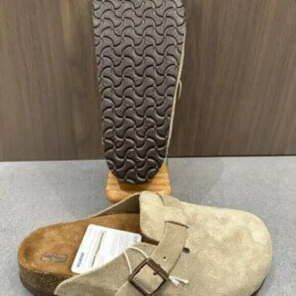 Birkenstock Boston Soft Footbed Suede Taupe Shoes