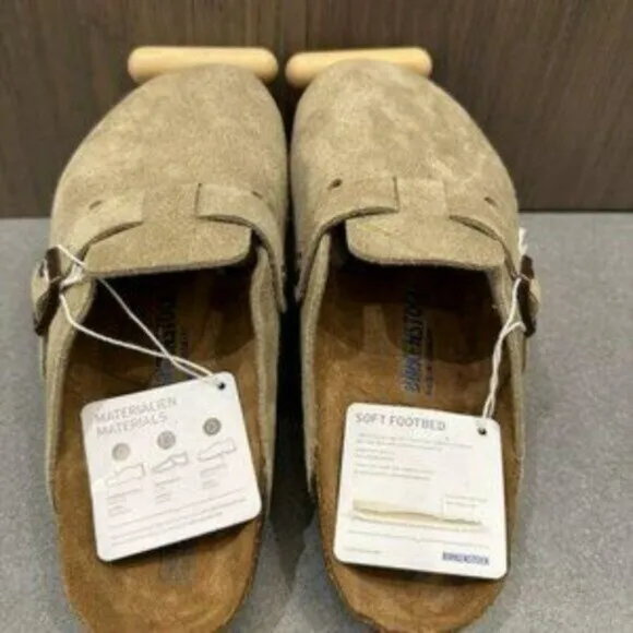 Birkenstock Boston Soft Footbed Suede Taupe Shoes
