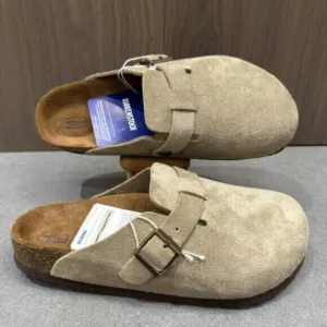 Birkenstock Boston Soft Footbed Suede Taupe Shoes