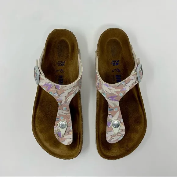 Birkenstock Gizeh Floral Birko-Flor Soft Footbed Sandals Shoes Women 5 to 5 1/2