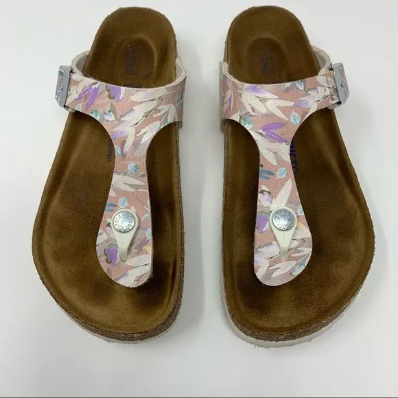 Birkenstock Gizeh Floral Birko-Flor Soft Footbed Sandals Shoes Women 5 to 5 1/2