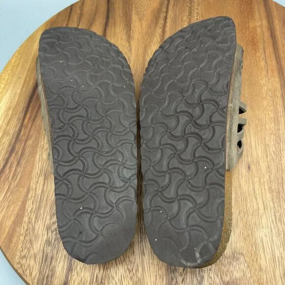 Birkenstock Granada Sandals Womens 9 / 40 Brown Leather Soft Footbed Slide