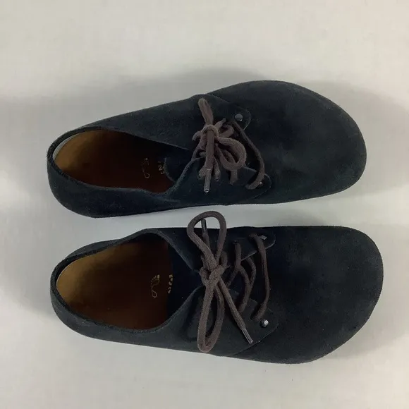 Birkenstock Maine Suede Lace Up Clog Shoes Black Women’s Size 6-6.5 (37)