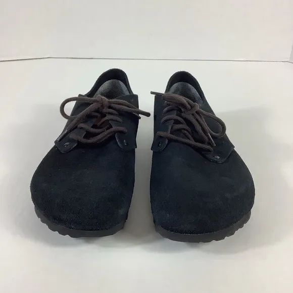 Birkenstock Maine Suede Lace Up Clog Shoes Black Women’s Size 6-6.5 (37)