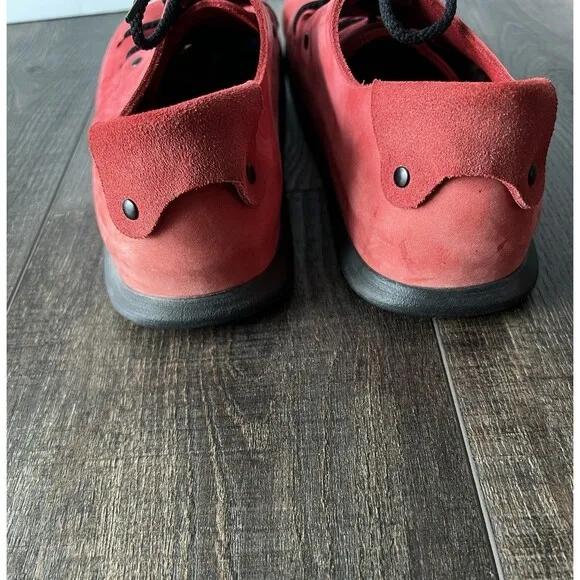 Birkenstock Papillio Montana Lace Up Suede Leather Shoes Red Size 40 (L9 M7)