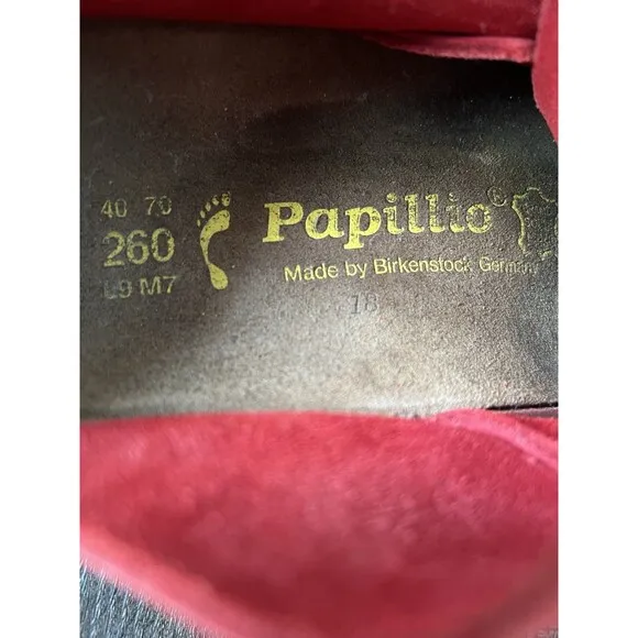 Birkenstock Papillio Montana Lace Up Suede Leather Shoes Red Size 40 (L9 M7)