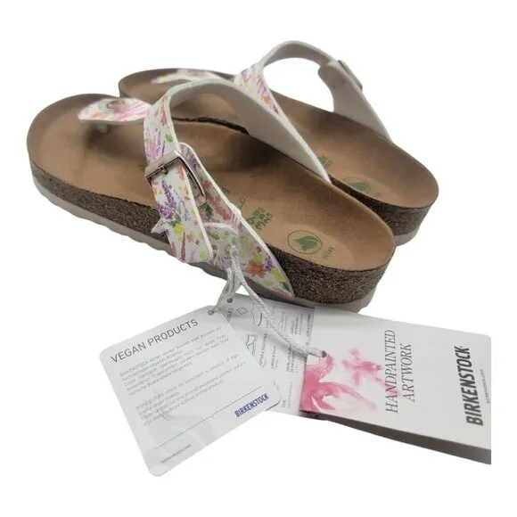 BIRKENSTOCK Shoes Women 39 Gizeh BS Birko Flor VEGAN Sandal WATERCOLOR FLOWER