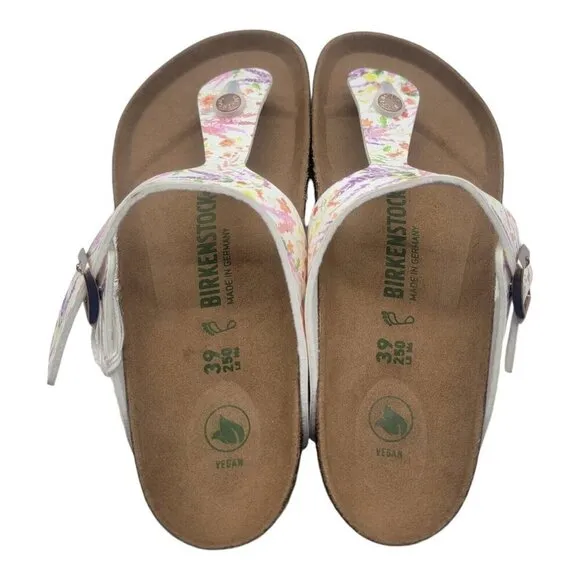 BIRKENSTOCK Shoes Women 39 Gizeh BS Birko Flor VEGAN Sandal WATERCOLOR FLOWER