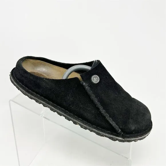Birkenstock Zermatt Black Suede Leather Clogs Size 39 (US 8) Comfort Footbed