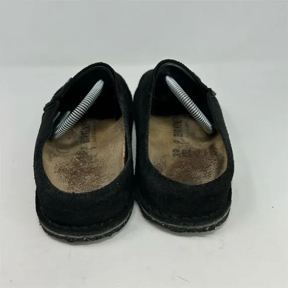 Birkenstock Zermatt Black Suede Leather Clogs Size 39 (US 8) Comfort Footbed