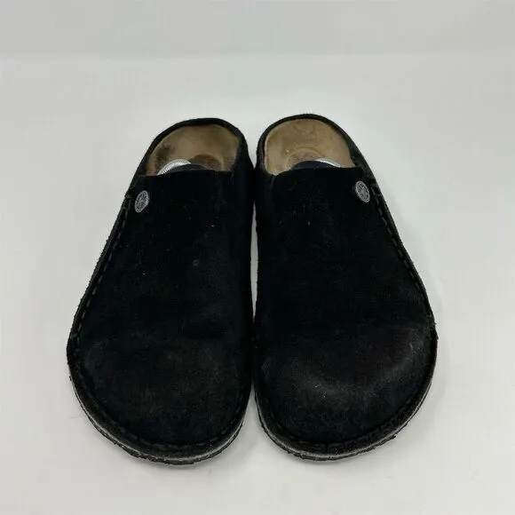 Birkenstock Zermatt Black Suede Leather Clogs Size 39 (US 8) Comfort Footbed