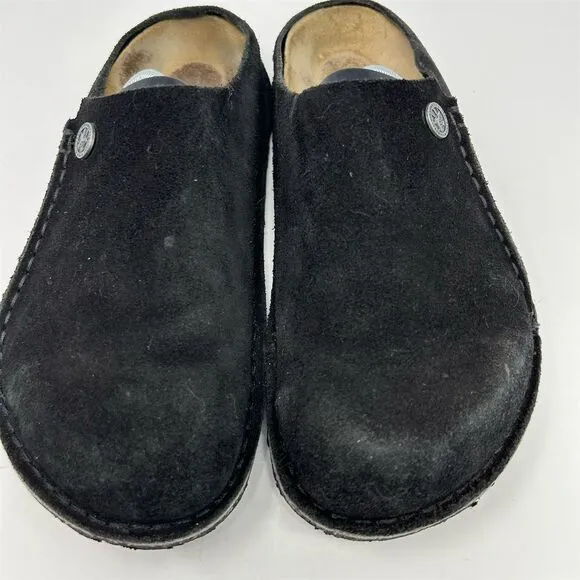 Birkenstock Zermatt Black Suede Leather Clogs Size 39 (US 8) Comfort Footbed