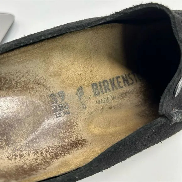 Birkenstock Zermatt Black Suede Leather Clogs Size 39 (US 8) Comfort Footbed