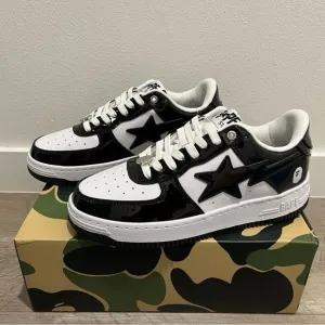 Black and White Bapesta with Star Logo