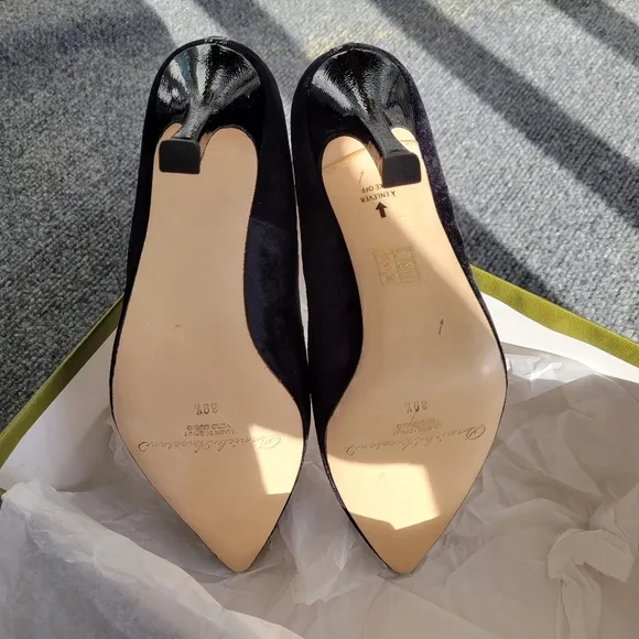 Black Suede 3.5&quot; Stiletto Heels w/ Pointed Toe