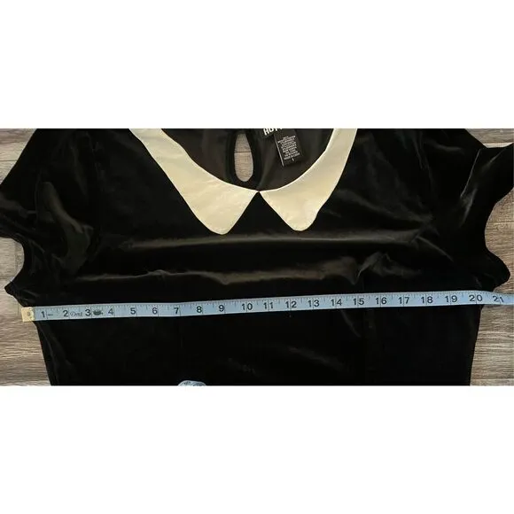 Black Velvet White Collar Dress Plus Size 1