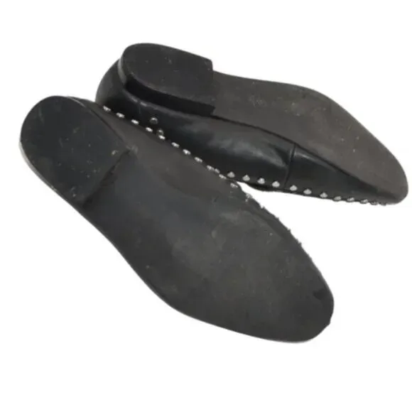 Bleecker Bond Black Soft Leather Silver Studded Shoes Slip-On Driving Loafers 8