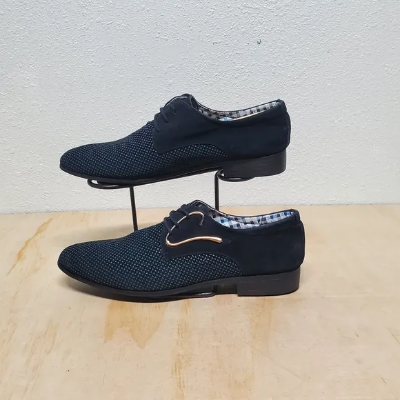 Blivener Men's Blue &amp; Black Casual Lace up Derby Shoes Size 9
