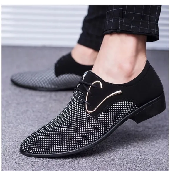 Blivener Men's Blue &amp; Black Casual Lace up Derby Shoes Size 9