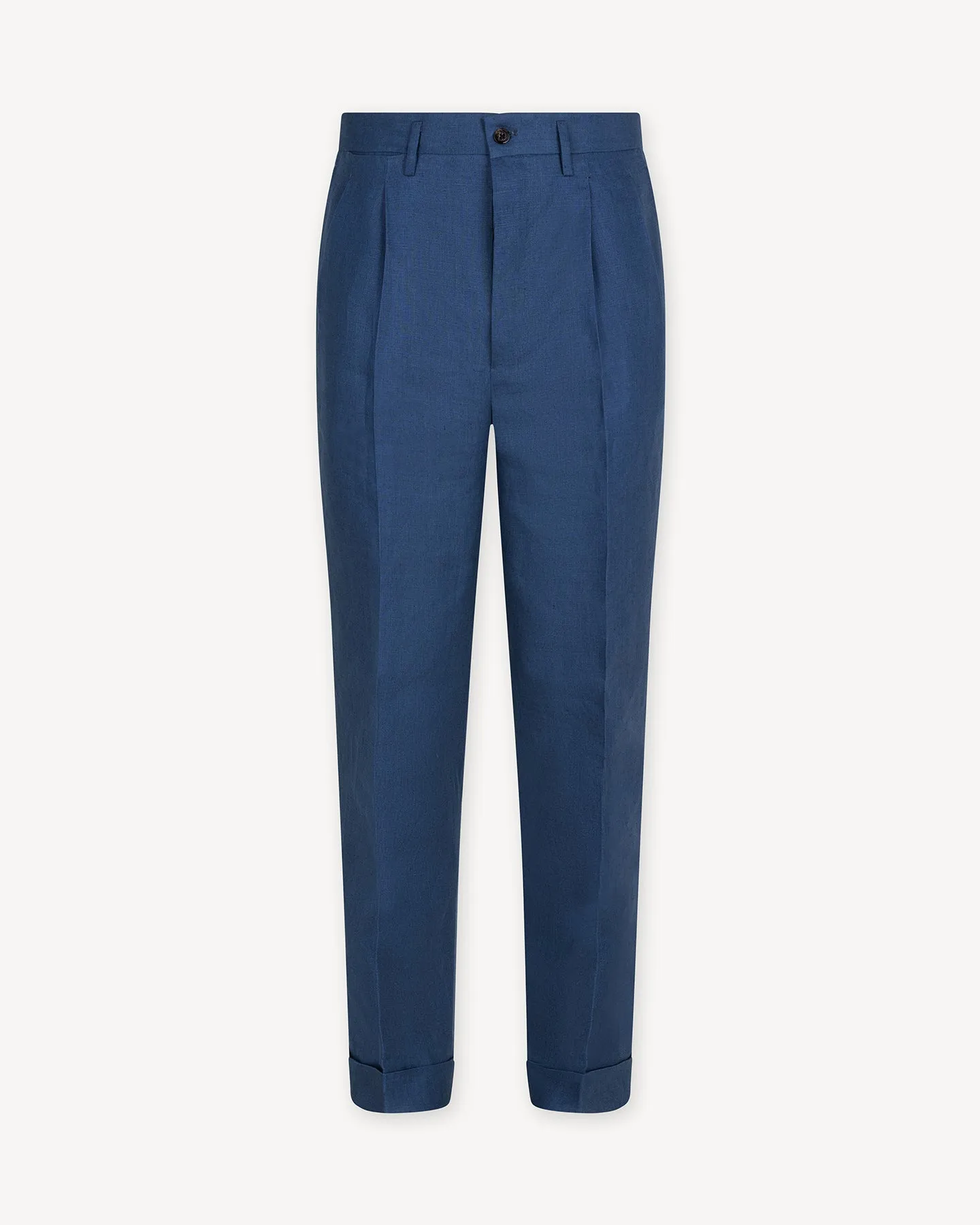 Blueberry Double Pleat Linen Trousers