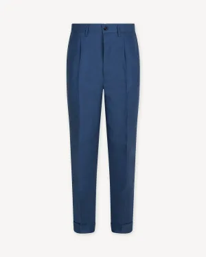 Blueberry Double Pleat Linen Trousers
