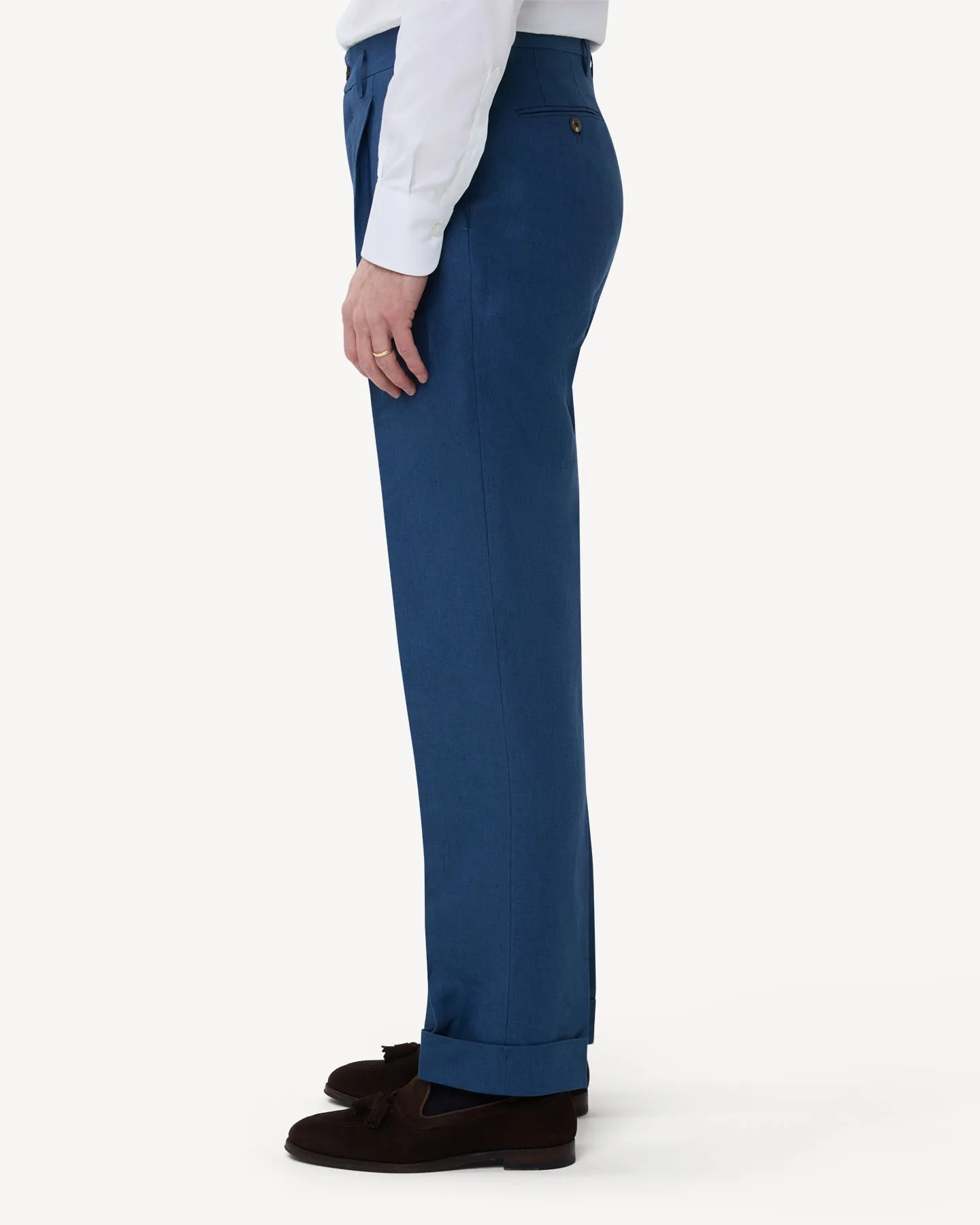 Blueberry Double Pleat Linen Trousers