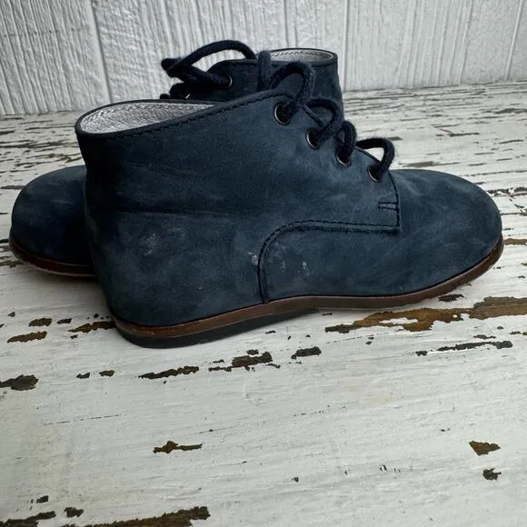 Bonpoint Little Man Boys Blue Nubuck Ankle Shoes Suede Lace Up Sz 21 or U.S 5.5