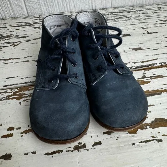 Bonpoint Little Man Boys Blue Nubuck Ankle Shoes Suede Lace Up Sz 21 or U.S 5.5