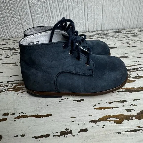 Bonpoint Little Man Boys Blue Nubuck Ankle Shoes Suede Lace Up Sz 21 or U.S 5.5