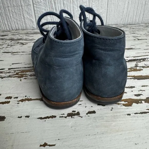 Bonpoint Little Man Boys Blue Nubuck Ankle Shoes Suede Lace Up Sz 21 or U.S 5.5