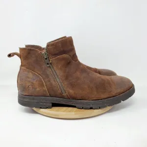Born Ludo Boots Mens 10 Brown Distressed Suede Ankle Biker Moto Lug Shoes