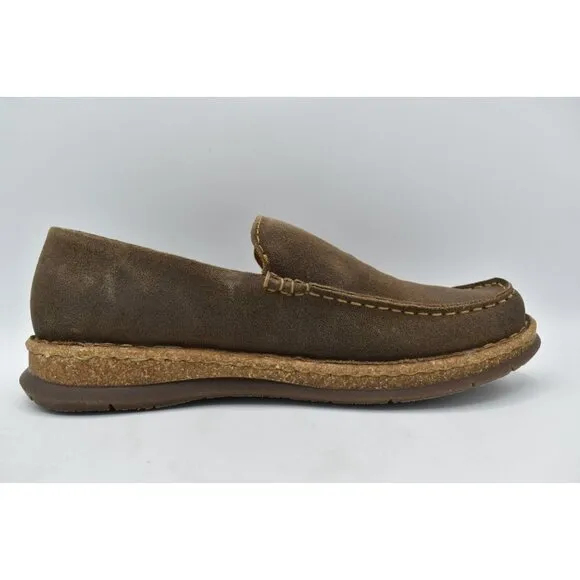 Born Mens Size 10.5 Baylor Taupe Distressed Suede Slip On Loafers Shoes