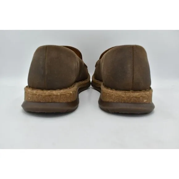 Born Mens Size 10.5 Baylor Taupe Distressed Suede Slip On Loafers Shoes