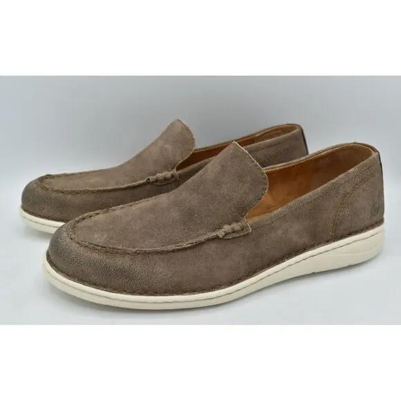 Born Mens Size 11.5 Thaton Taupe Brown Combo Nubuck Slip On Loafers Shoes