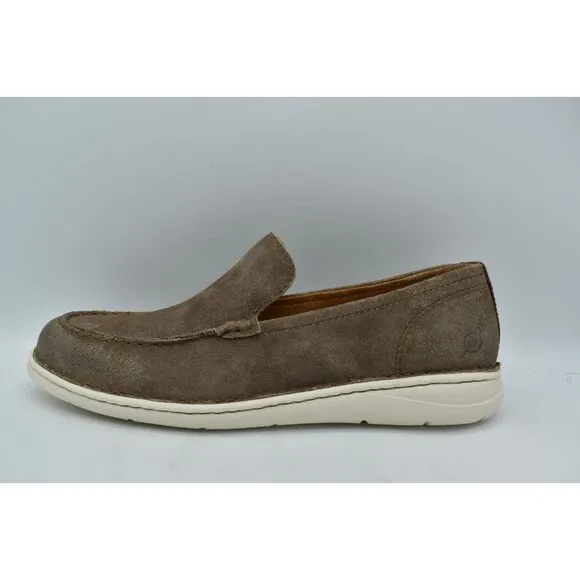 Born Mens Size 11.5 Thaton Taupe Brown Combo Nubuck Slip On Loafers Shoes