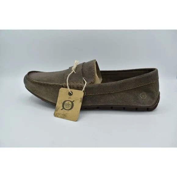Born Mens Size 9.5 Andes Taupe Distressed Leather Slip On Moc Loafers Shoes
