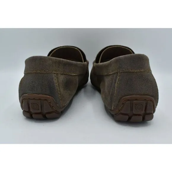 Born Mens Size 9.5 Andes Taupe Distressed Leather Slip On Moc Loafers Shoes