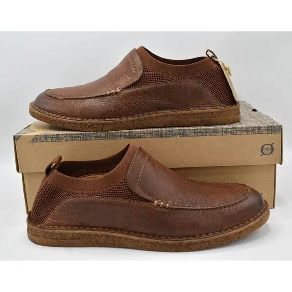 Born Mens Size 8.5 Samuel Tan Bourbon Full Grain Leather Slip On Loafers Shoes
