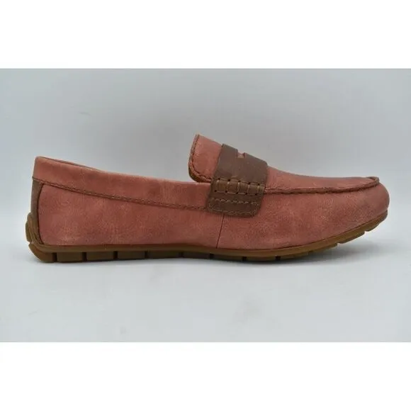Born Mens Size 10.5 Andes Orange Brown Full Grain Leather Penny Loafers Shoes