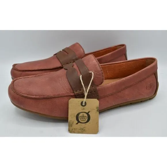 Born Mens Size 10.5 Andes Orange Brown Full Grain Leather Penny Loafers Shoes