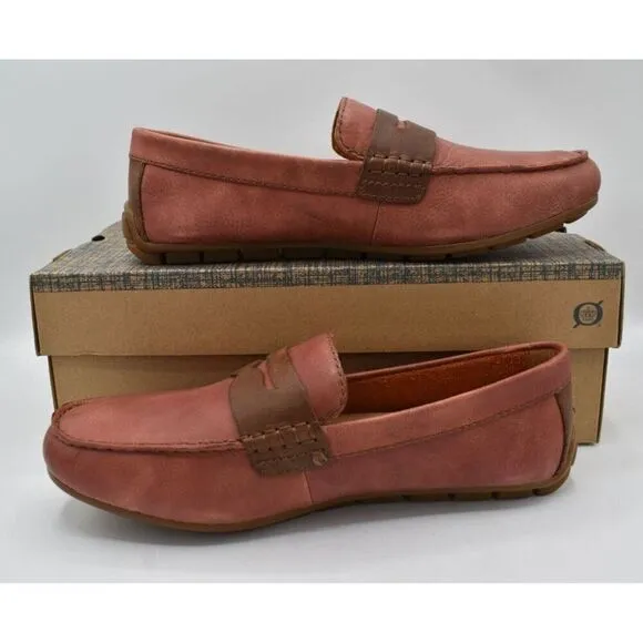 Born Mens Size 10.5 Andes Orange Brown Full Grain Leather Penny Loafers Shoes