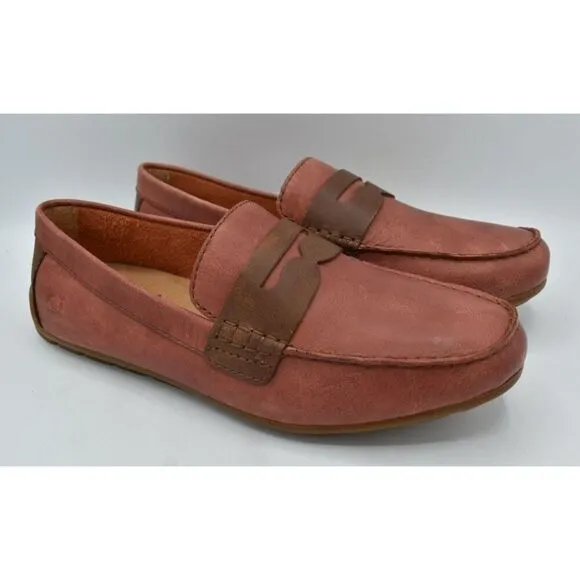 Born Mens Size 10.5 Andes Orange Brown Full Grain Leather Penny Loafers Shoes