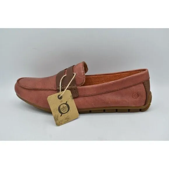 Born Mens Size 10.5 Andes Orange Brown Full Grain Leather Penny Loafers Shoes
