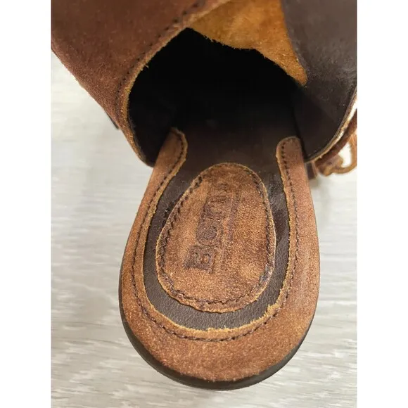 Born Monikah F25926 Women's 9.5M Brown Suede Leather Side Zip Biker Ankle Bootie