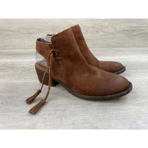 Born Monikah F25926 Women's 9.5M Brown Suede Leather Side Zip Biker Ankle Bootie