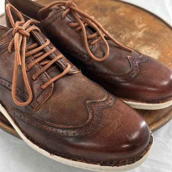 Born Shoes Mens 8.5M Brown Leather Lace Up Oxford Tobias Distressed
