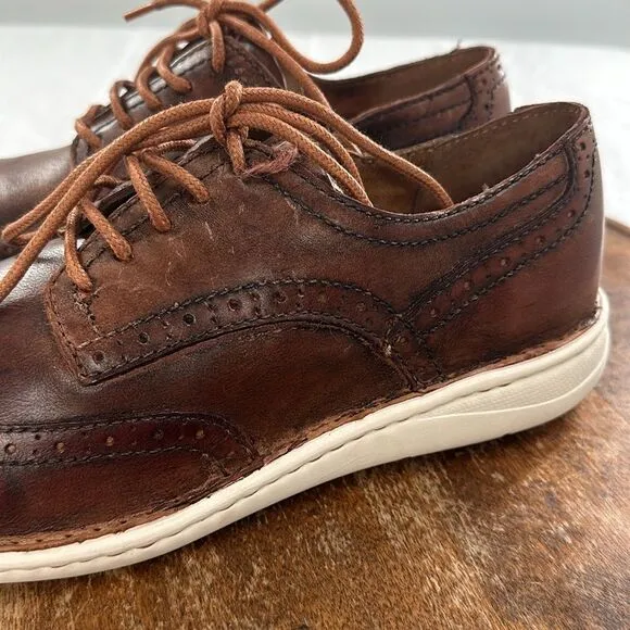 Born Shoes Mens 8.5M Brown Leather Lace Up Oxford Tobias Distressed
