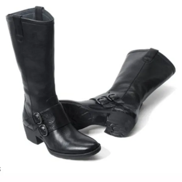 Born Women Magda Moto Tall Leather Biker  Heels Shoes sz 6